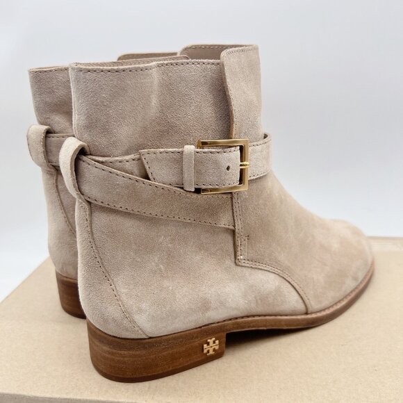 Tory Burch Brooke Harness Moto Riding Ankle Boots Booties Beige Suede US 7 - Picture 6 of 12